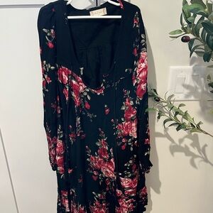 Altar'd State Black and Red Floral Long Sleeve Dress